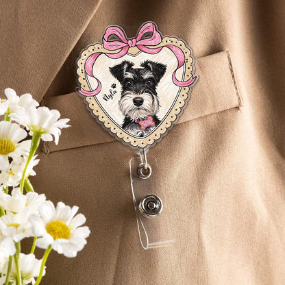 Custom Dog Portrait Badge Reel, Pet Portrait From Photo Gift, Pet Memorial Gift