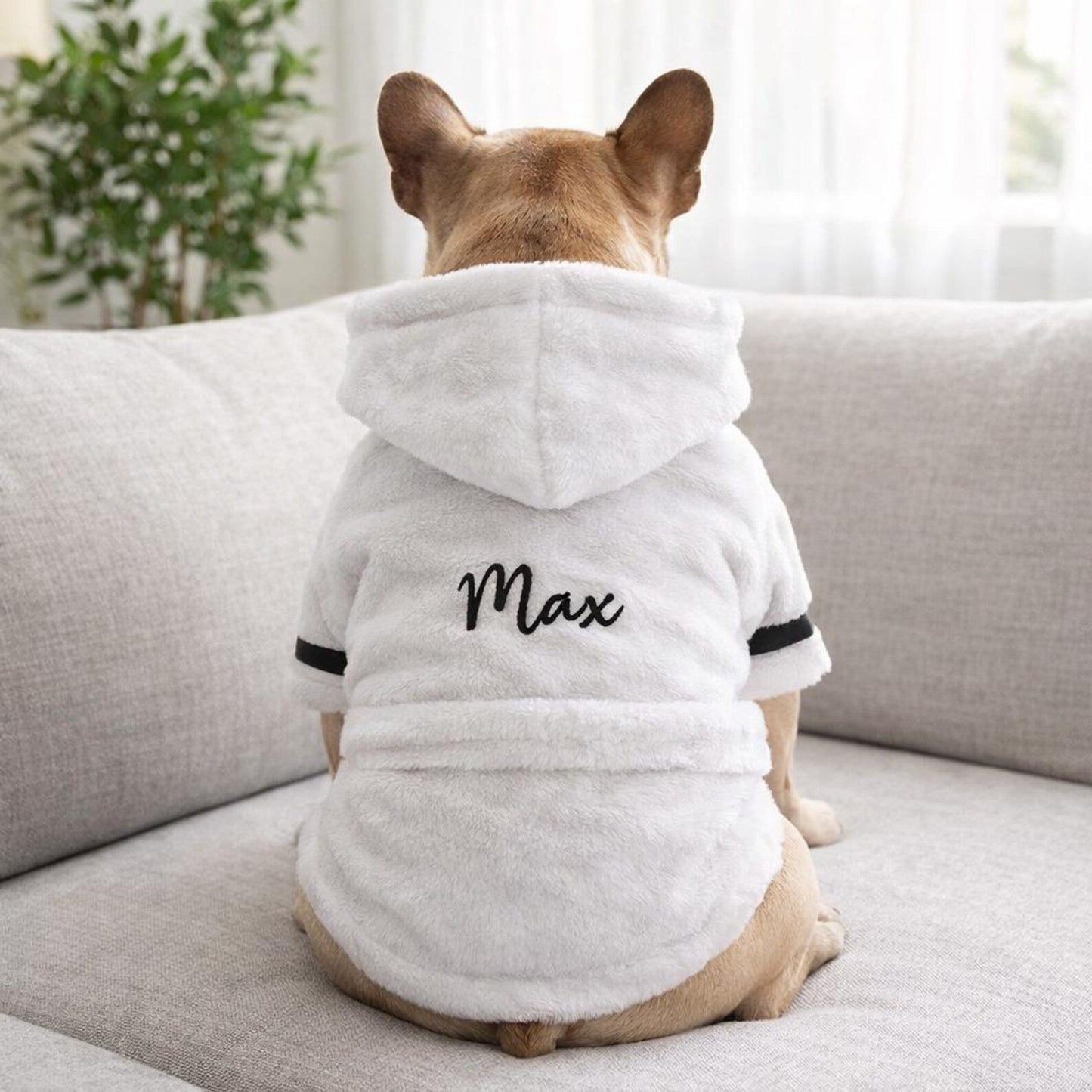 Personalized Dog Bathrobe, Custom Name Embroidered Pet Robe, Cozy Fleece Dog Towel