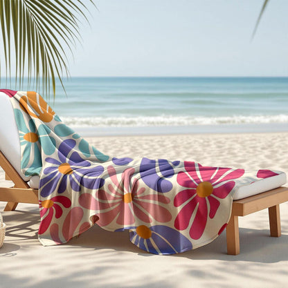 Retro Flower Personalized Beach Towel,Durable Towel for Beach Days