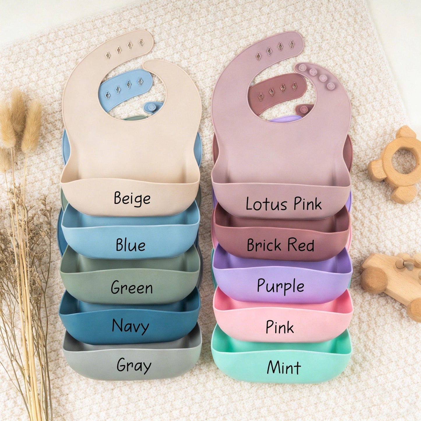Engraved Silicone Baby Weaning Set, Custom Feeding Set with Name, Personalized Weaning Set
