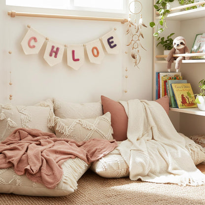 Personalized Yarn Letter Canvas Banner, Handmade Nursery Decor