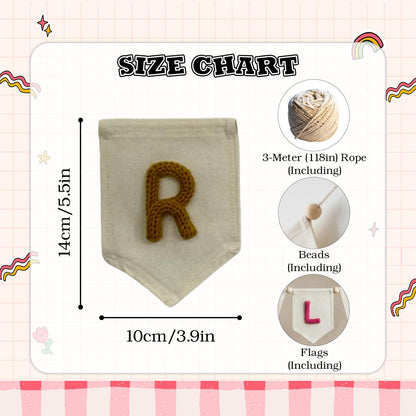 Personalized Yarn Letter Canvas Banner, Handmade Nursery Decor