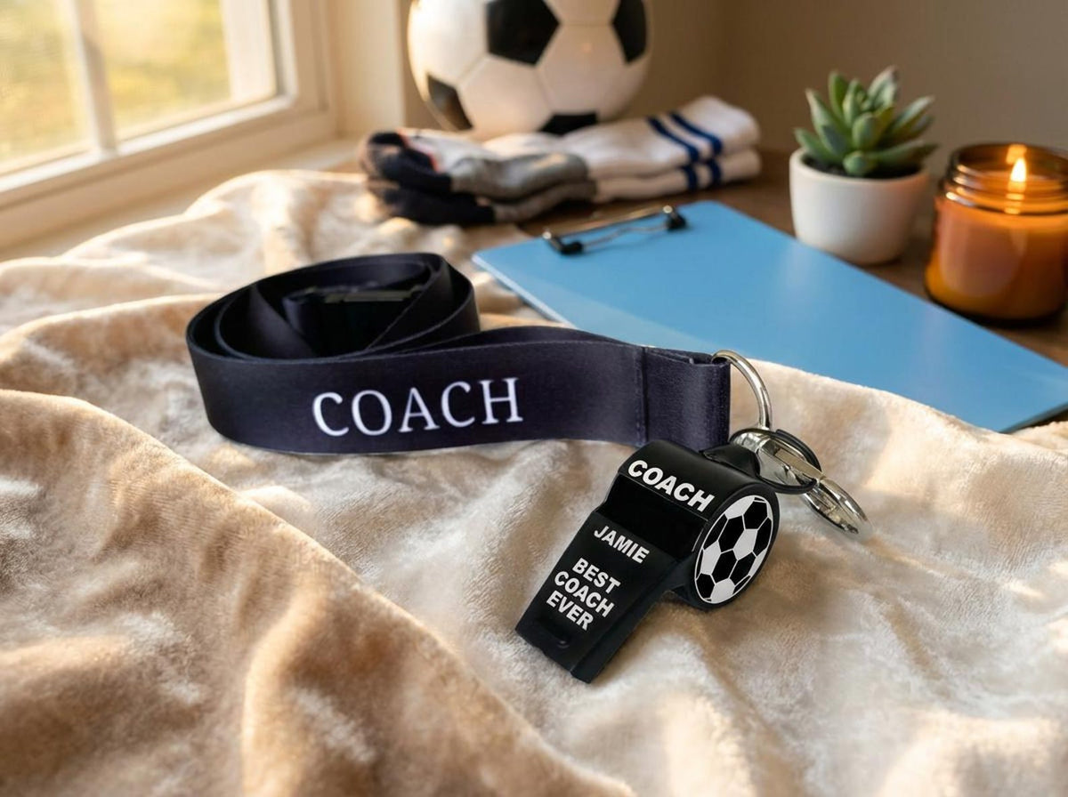Personalised Stainless Steel Whistle Coach Referee PE Teacher Gift Custom Sports