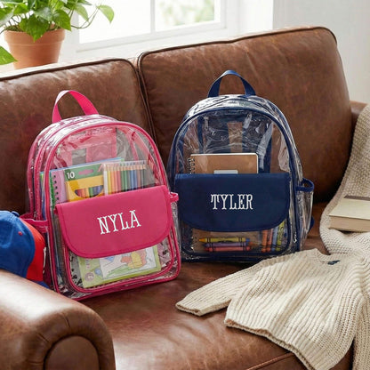 Personalized Clear Backpack: Stadium Bag, Monogrammed PVC, Game Day Bag