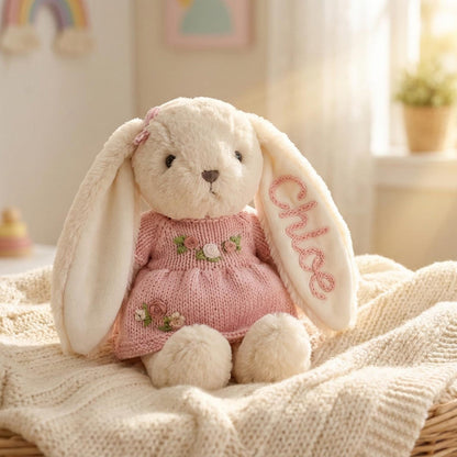 Personalized Embroidered Bunny Plush Baby Gift – Custom Stuffed Rabbit