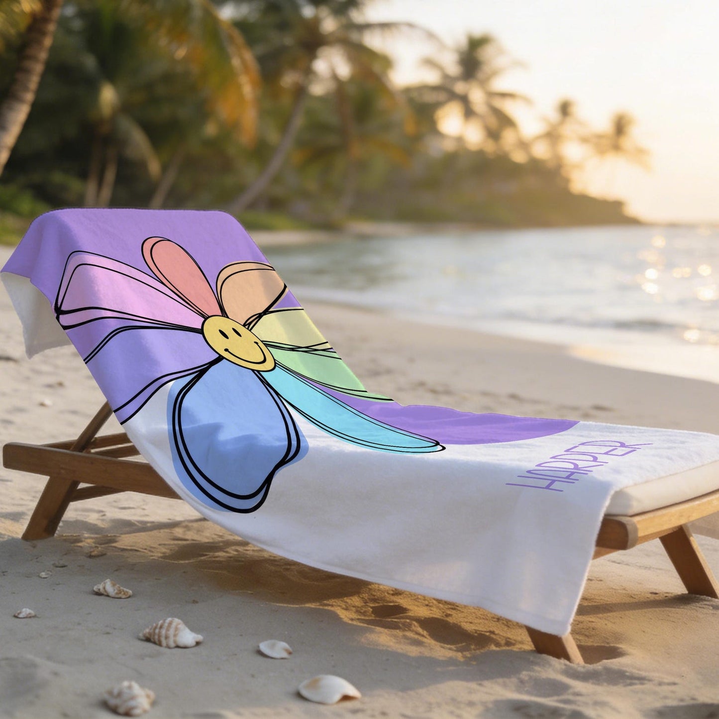 Personalized Brilliant Sun Beach Towel,Custom Name Pool Towel for Girls