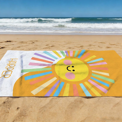 Personalized Brilliant Sun Beach Towel,Custom Name Pool Towel for Girls