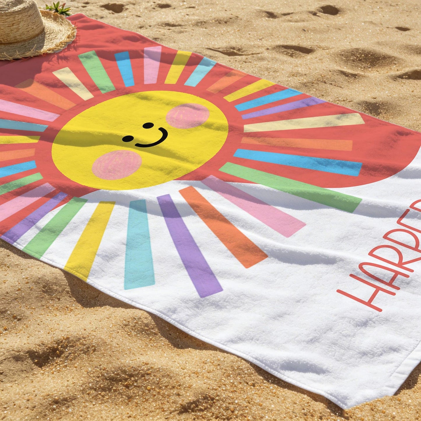 Personalized Brilliant Sun Beach Towel,Custom Name Pool Towel for Girls