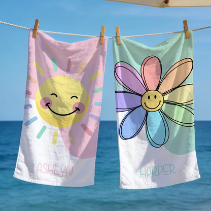 Personalized Brilliant Sun Beach Towel,Custom Name Pool Towel for Girls