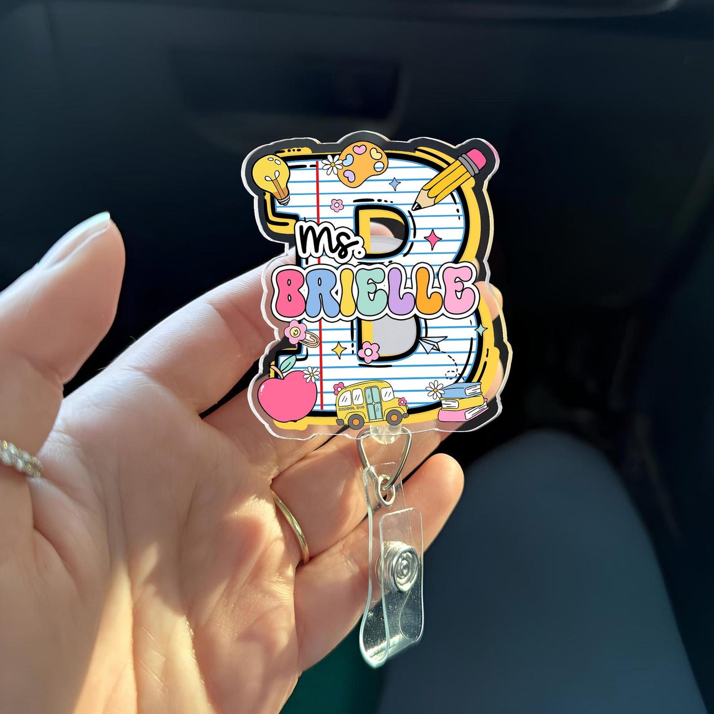 Personalized Teacher Badge Reel: Teacher ID Clip, Teacher Appreciation Gift
