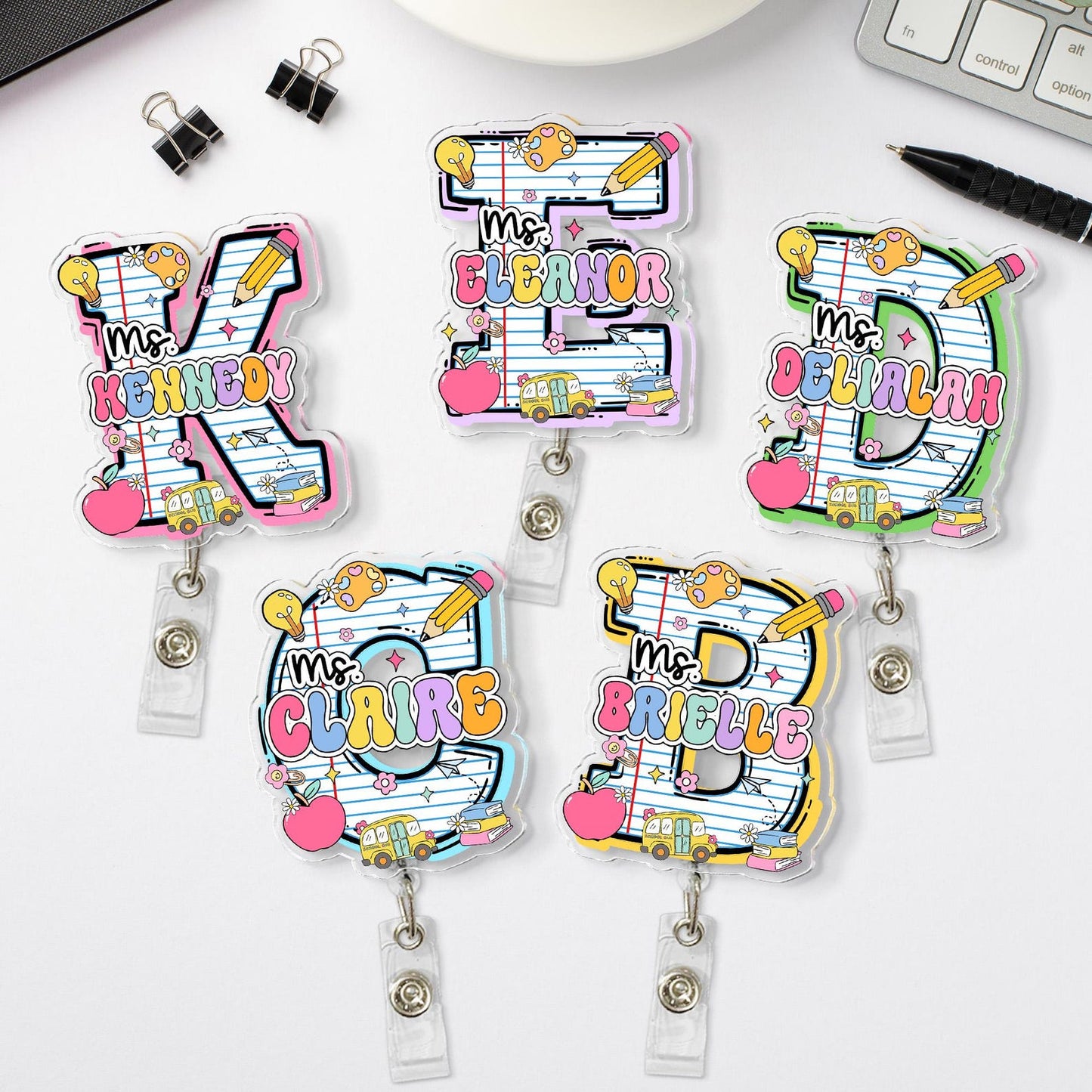 Personalized Teacher Badge Reel: Teacher ID Clip, Teacher Appreciation Gift