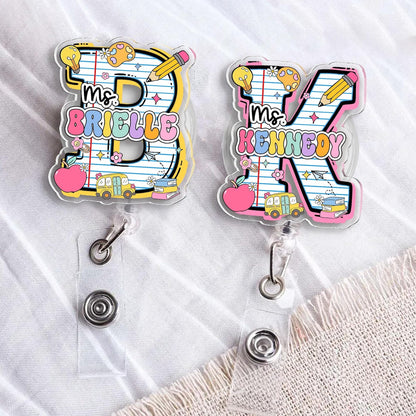 Personalized Teacher Badge Reel: Teacher ID Clip, Teacher Appreciation Gift