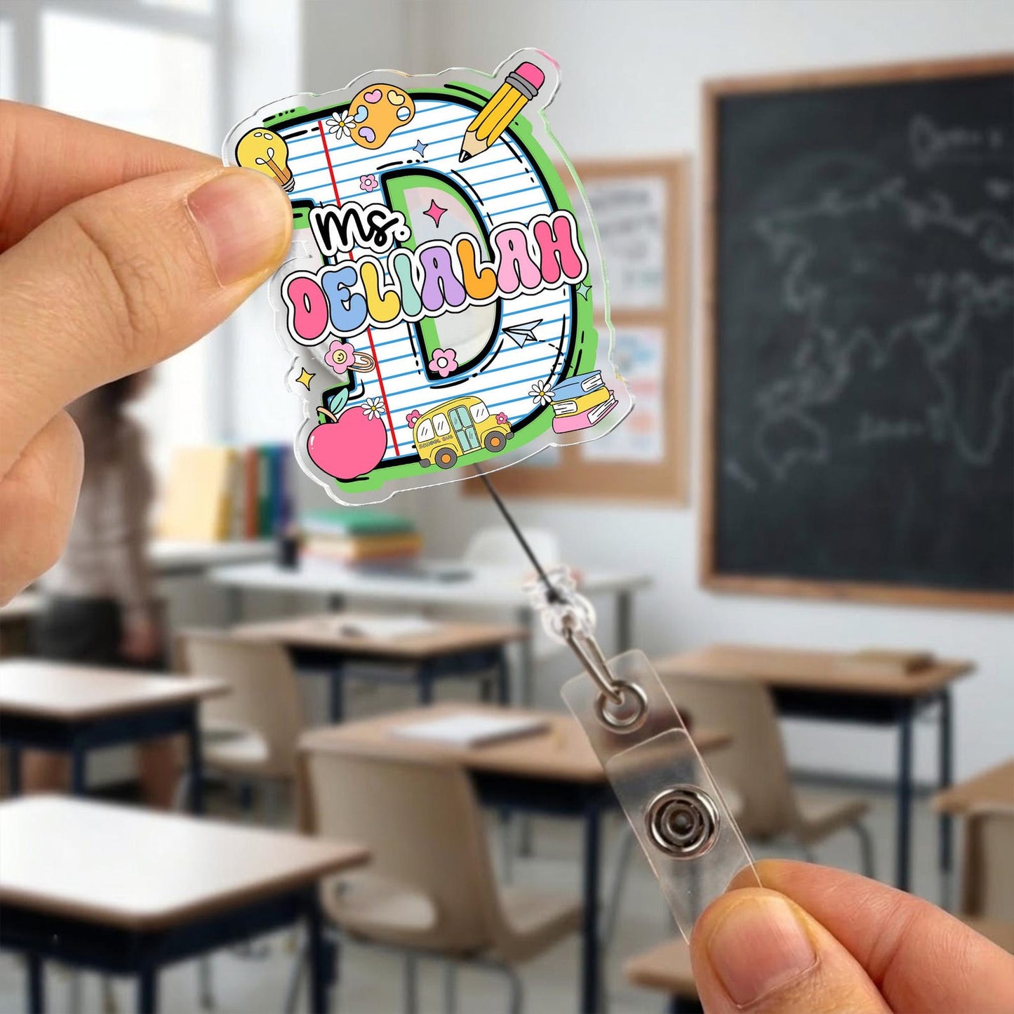 Personalized Teacher Badge Reel: Teacher ID Clip, Teacher Appreciation Gift