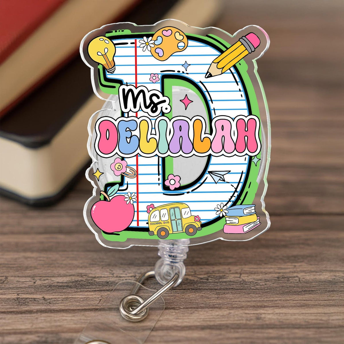 Personalized Teacher Badge Reel: Teacher ID Clip, Teacher Appreciation Gift