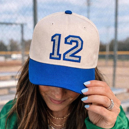 Custom Glitter Sports Number Baseball Cap, Personalized Sport Mom Hat