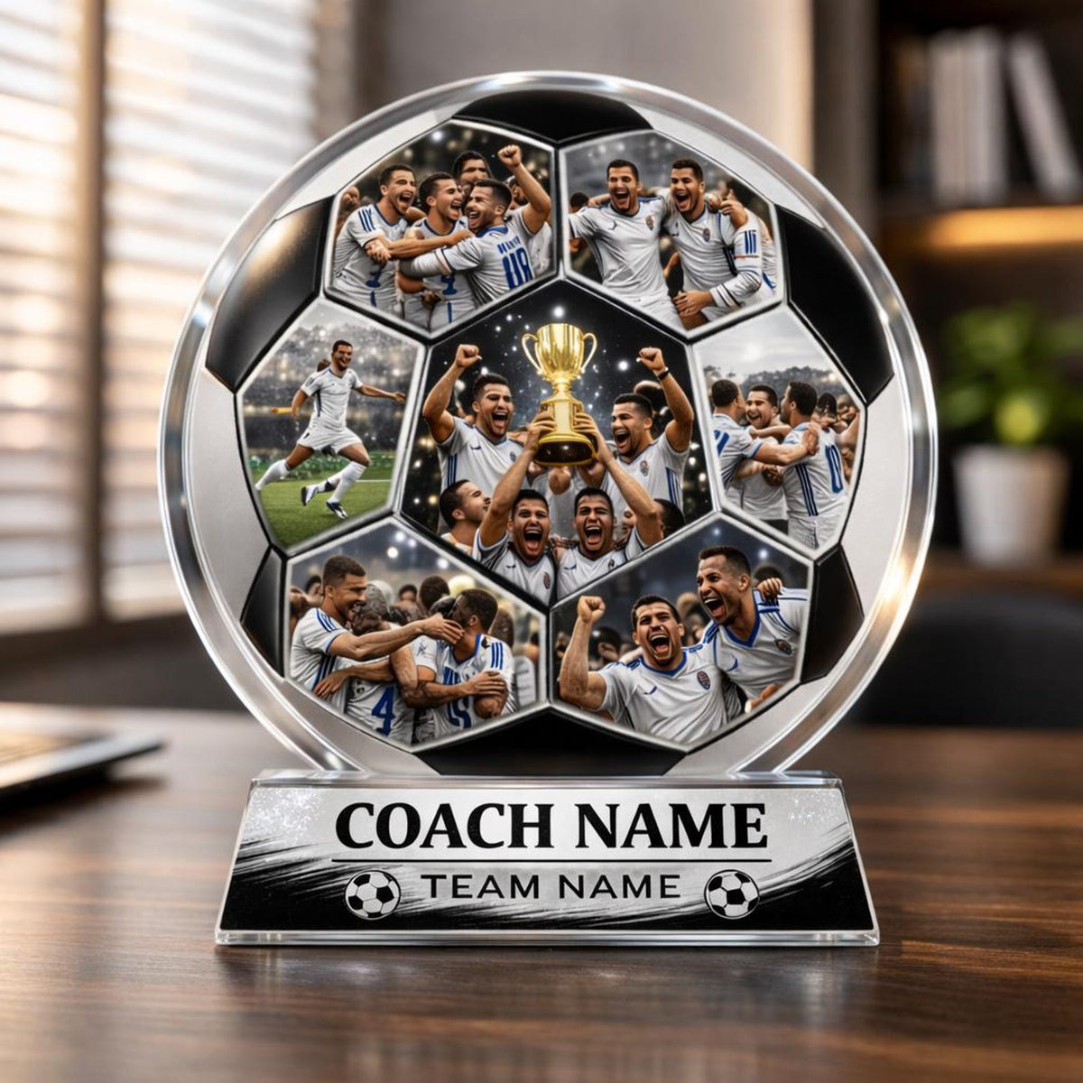 Custom Soccer Coach Gift Personalized Photo Collage Acrylic Plaque Team Appreciation Trophy