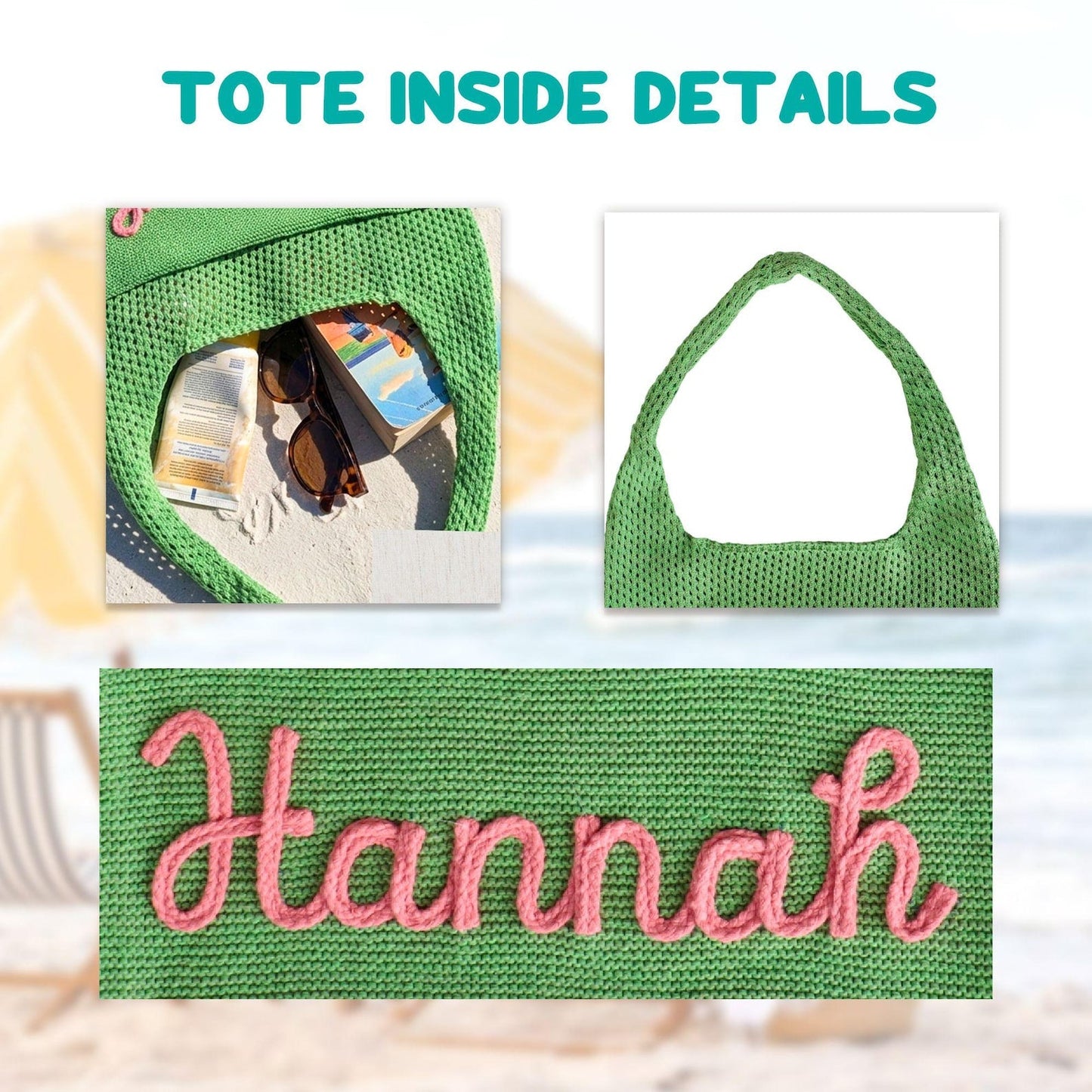 Personalized beach tote bag, Custom Embroidered Name Tote, Bridesmaid Gift Bag