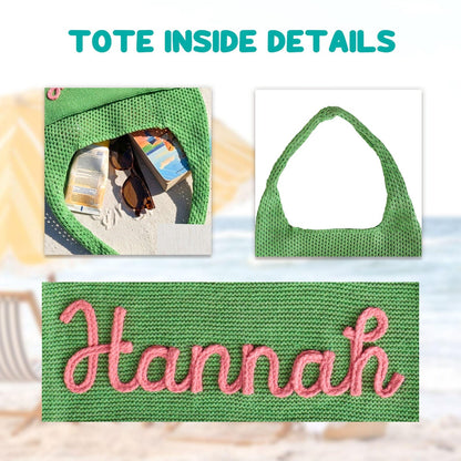 Personalized beach tote bag, Custom Embroidered Name Tote, Bridesmaid Gift Bag