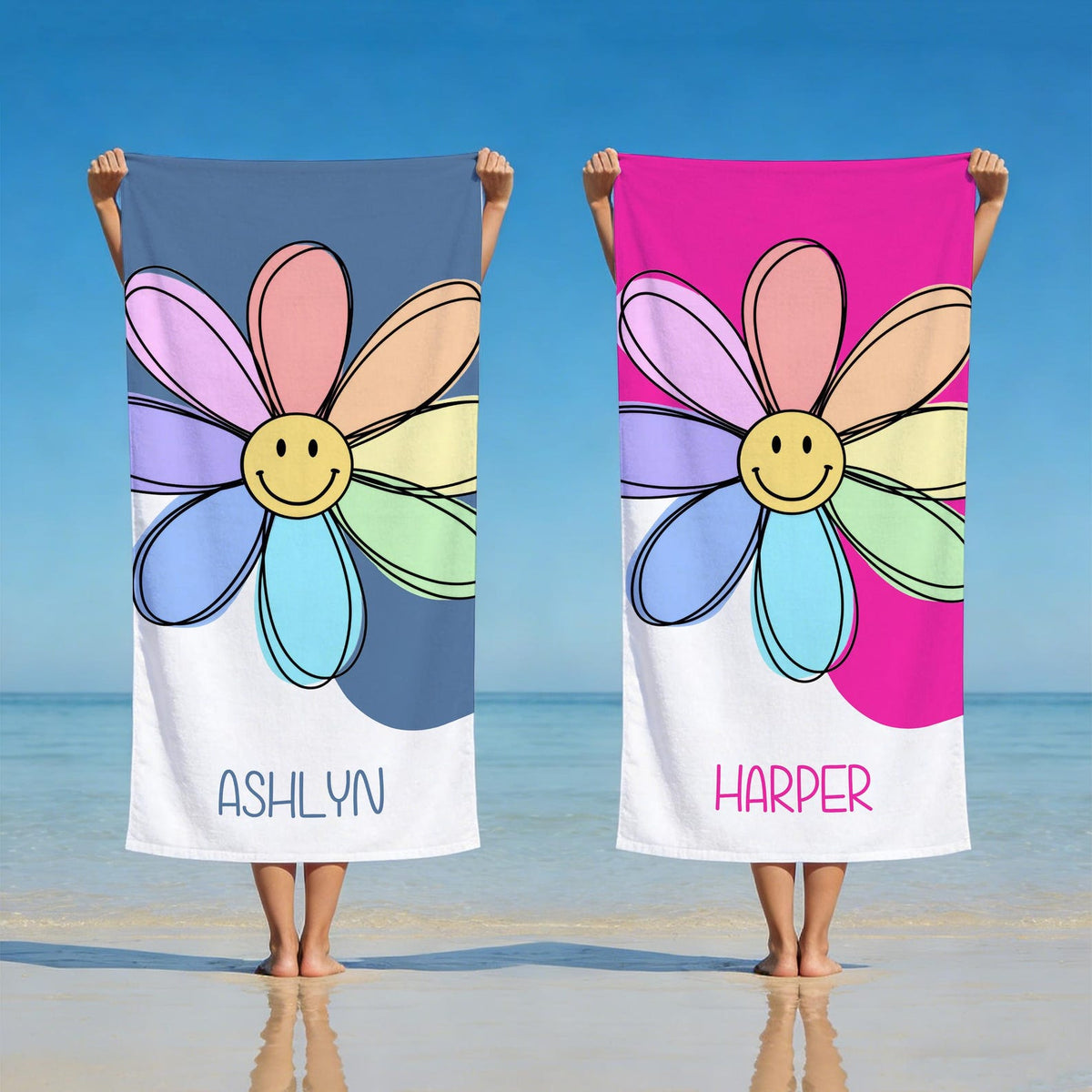 Personalized Brilliant Sun Beach Towel,Custom Name Pool Towel for Girls