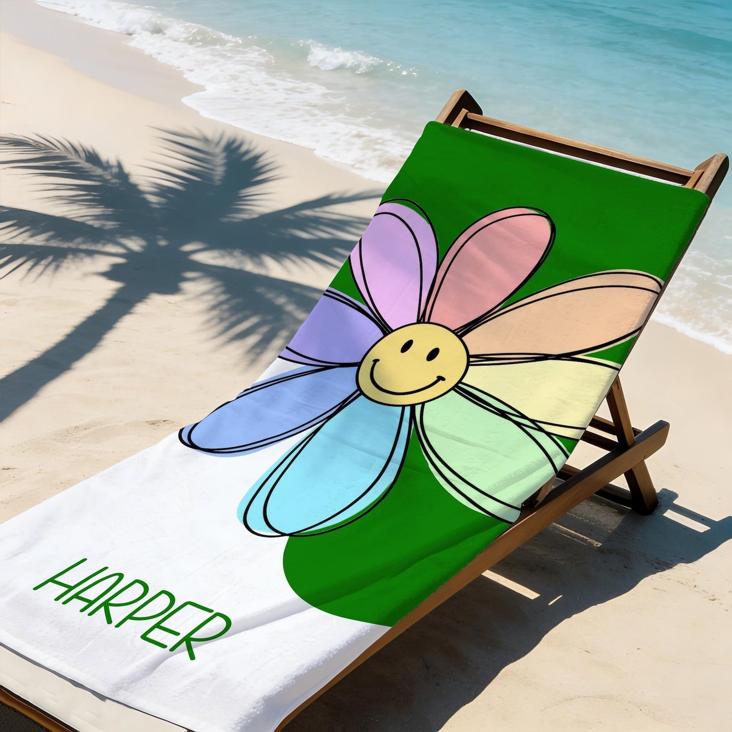 Personalized Brilliant Sun Beach Towel,Custom Name Pool Towel for Girls