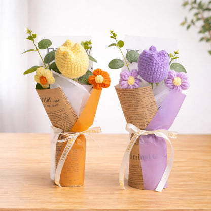 Crochet Flower Bouquet Handmade, Knitted Flower Gift, Thank You Teacher Gift