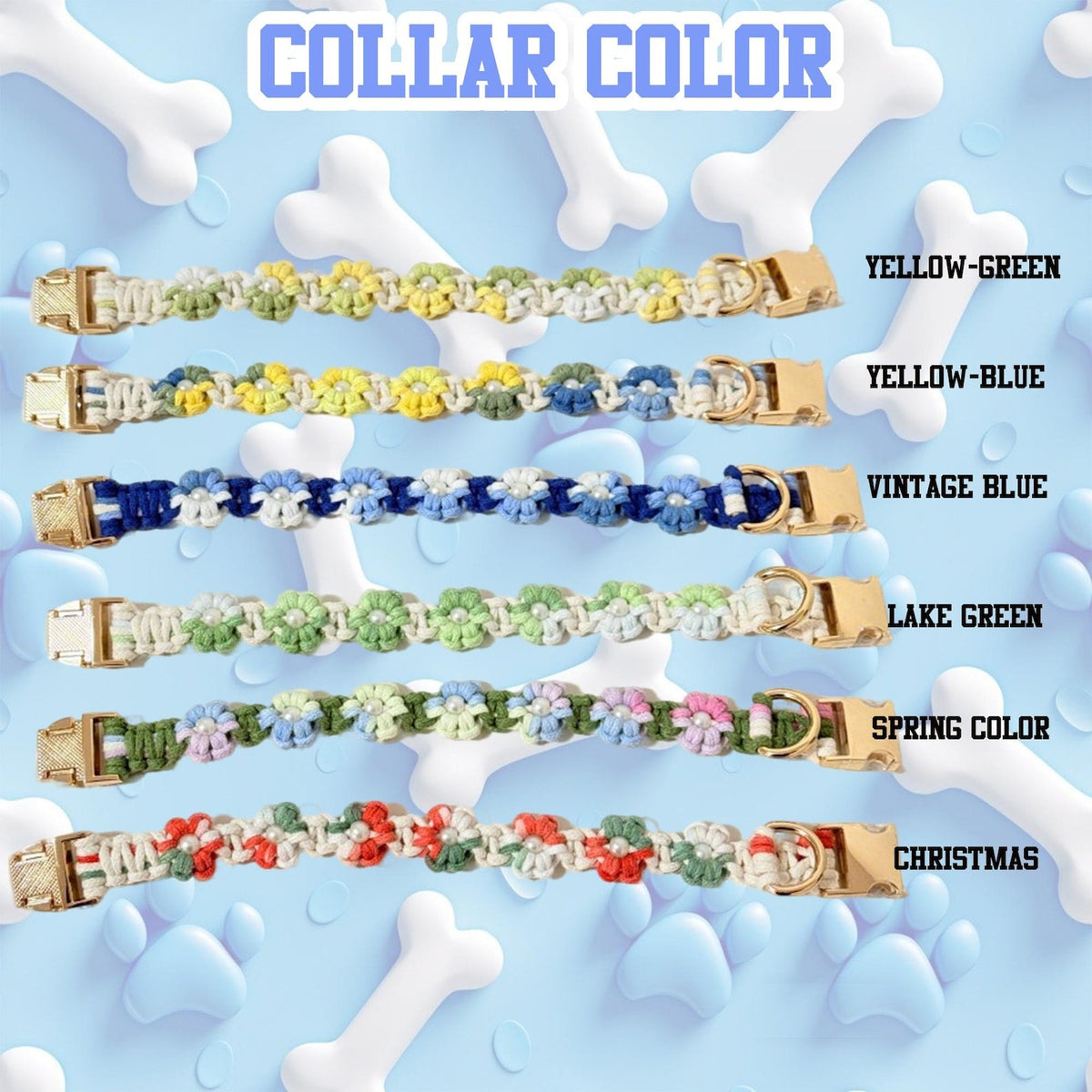 Custom Pet Collar with Name Tag – Braided Cotton Dog Collar