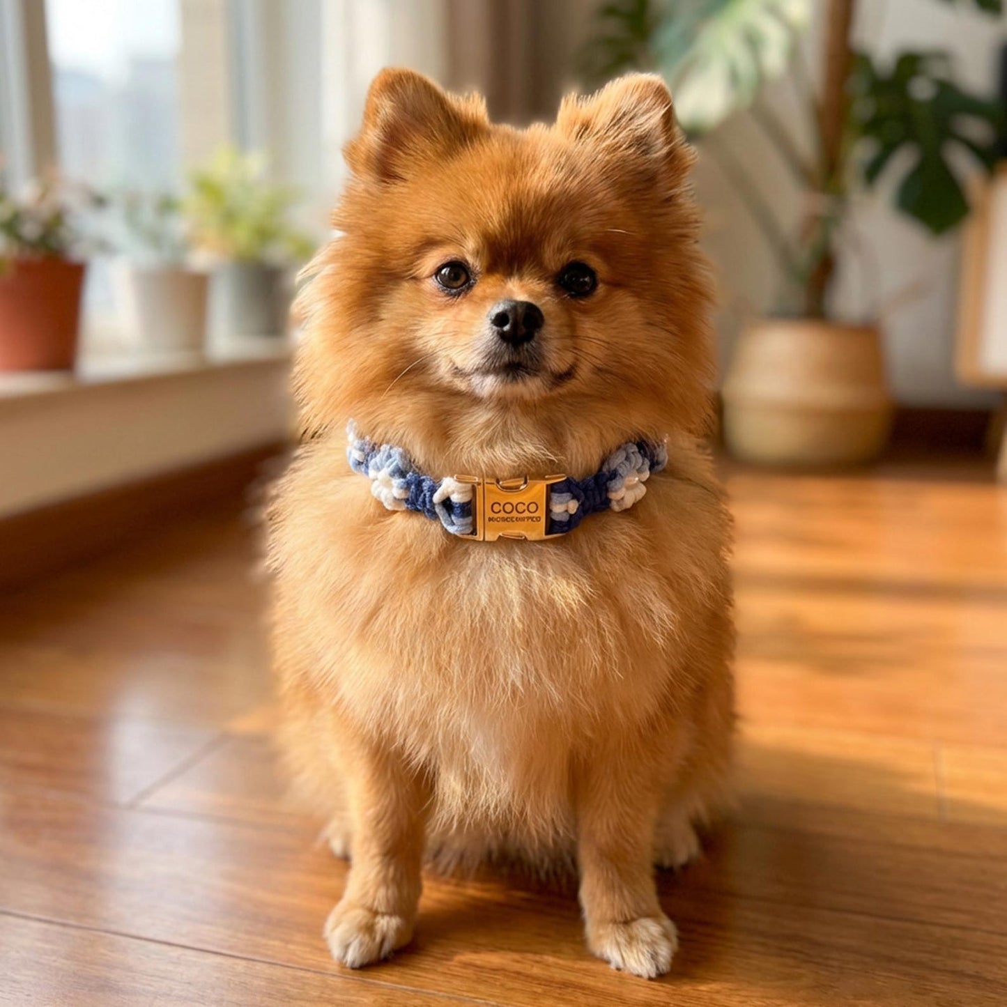 Custom Pet Collar with Name Tag – Braided Cotton Dog Collar