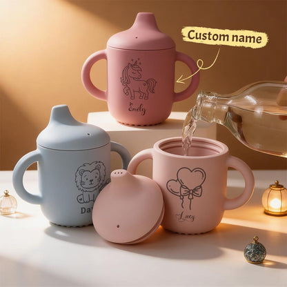 Personalized Silicone Sippy Cup Baby Training Cup | Custom Name
