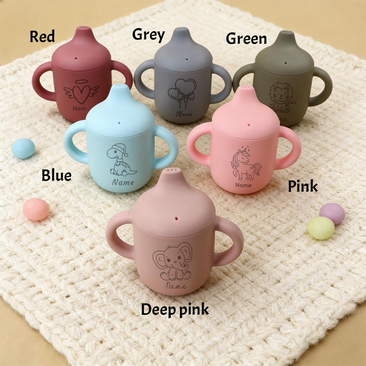 Personalized Silicone Sippy Cup Baby Training Cup | Custom Name
