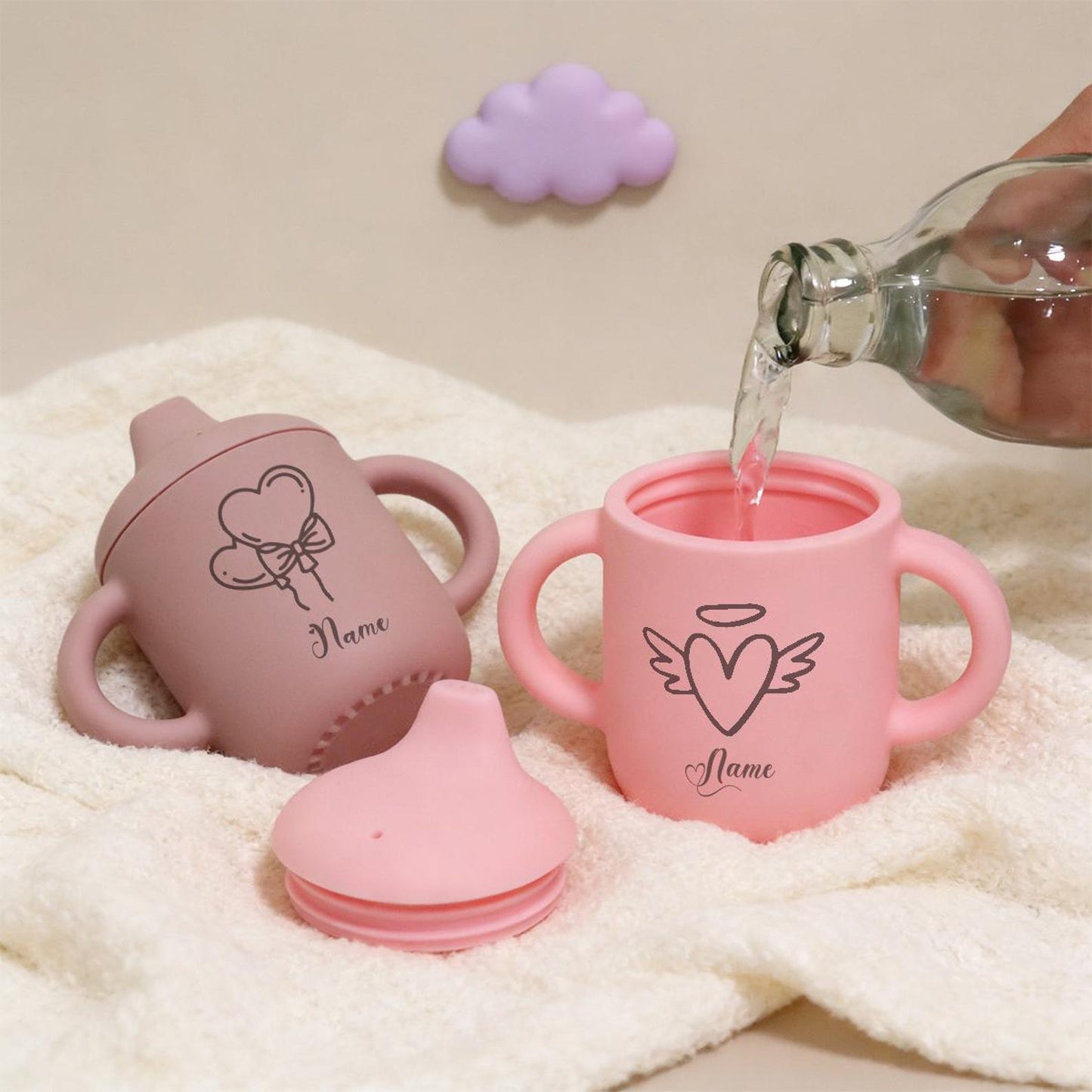 Personalized Silicone Sippy Cup Baby Training Cup | Custom Name