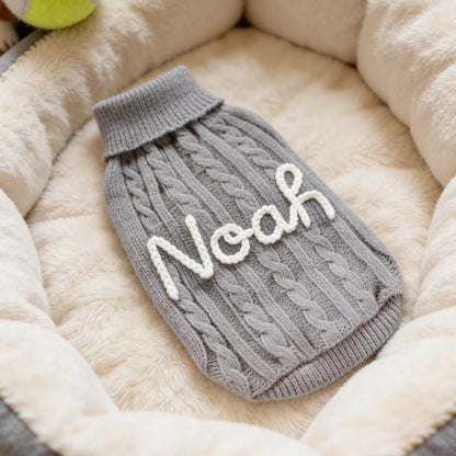 Personalized Dog Name Sweater, Custom Dog Jumper, Embroidered Pet Name Clothing