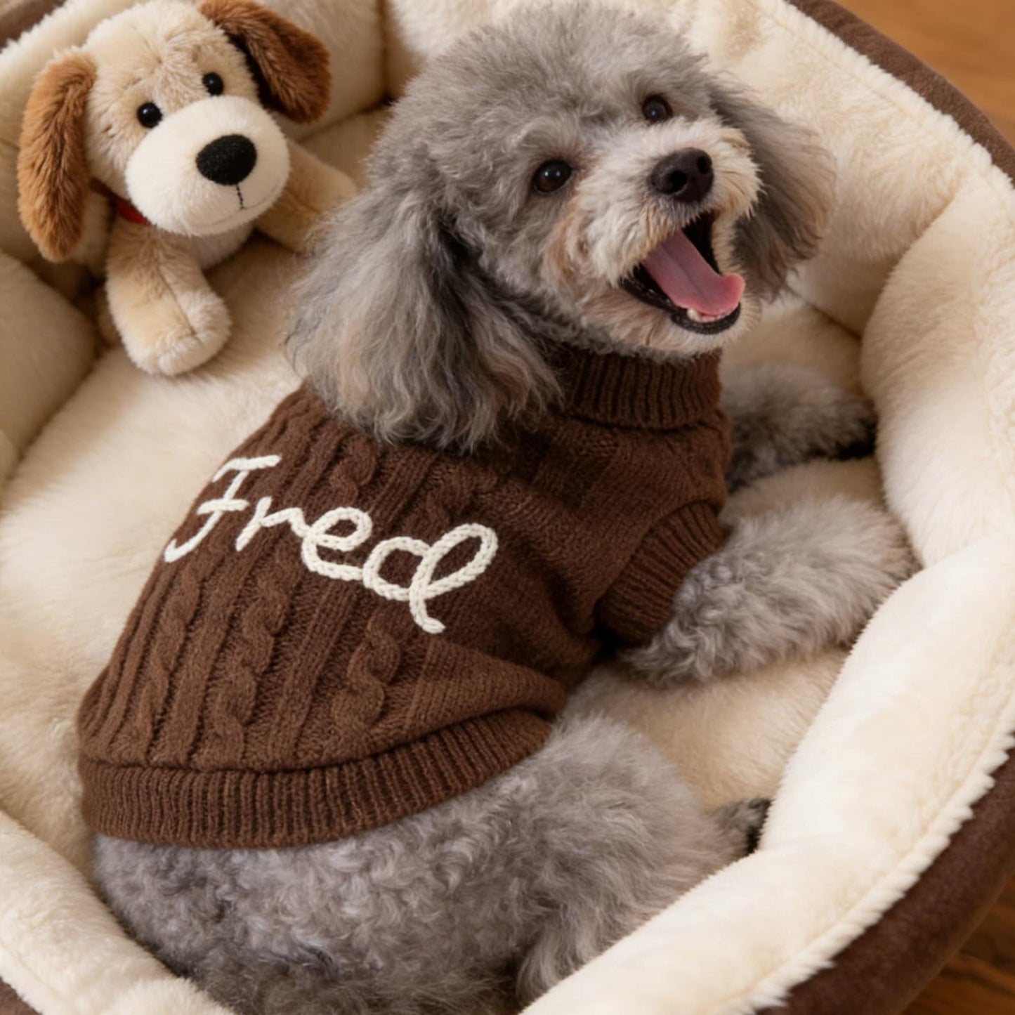 Personalized Dog Name Sweater, Custom Dog Jumper, Embroidered Pet Name Clothing