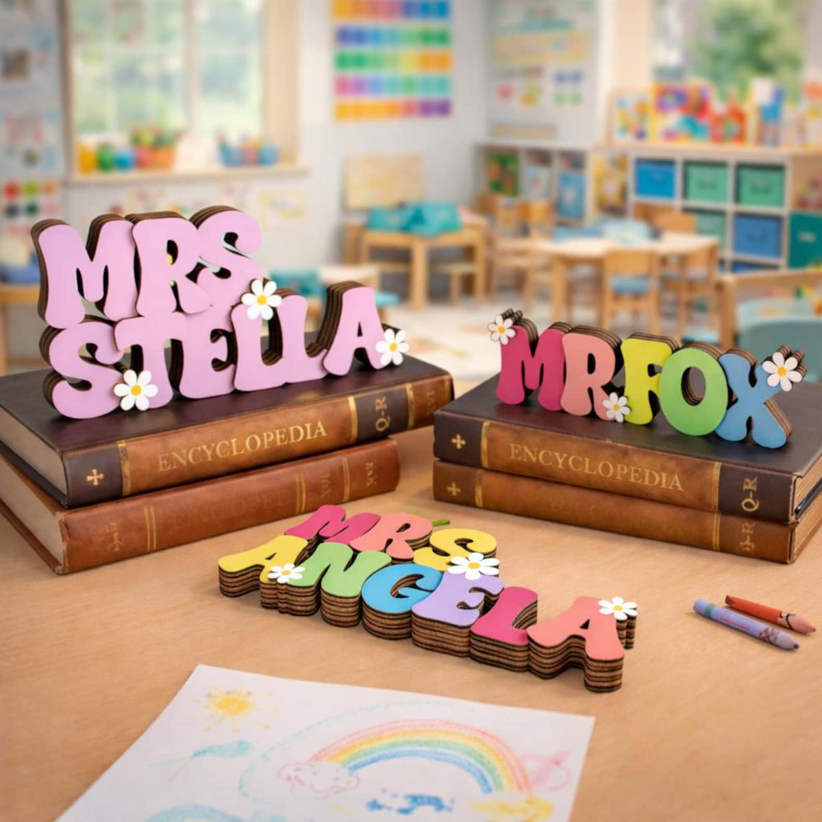 Custom Teacher Name Sign, Teacher Name Name Plaque & Stand, Teacher Sign For Desk