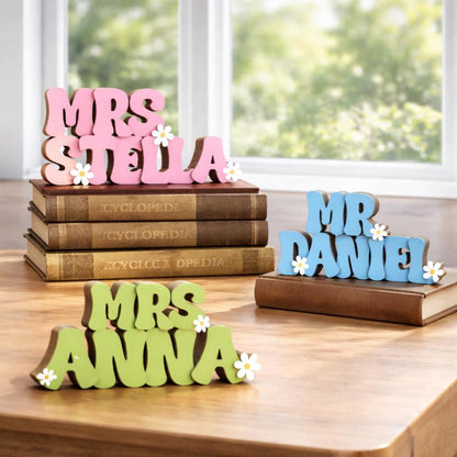 Custom Teacher Name Sign, Teacher Name Name Plaque & Stand, Teacher Sign For Desk