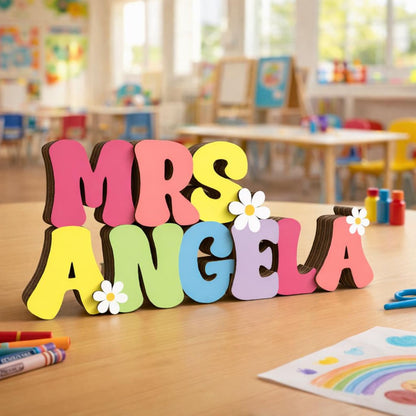 Custom Teacher Name Sign, Teacher Name Name Plaque & Stand, Teacher Sign For Desk