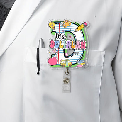 Personalized Teacher Badge Reel: Teacher ID Clip, Teacher Appreciation Gift