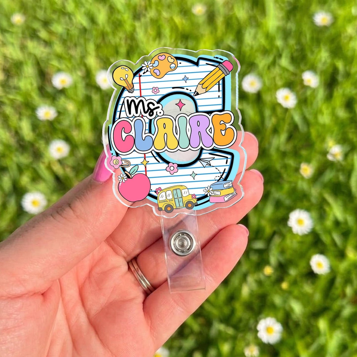 Personalized Teacher Badge Reel: Teacher ID Clip, Teacher Appreciation Gift