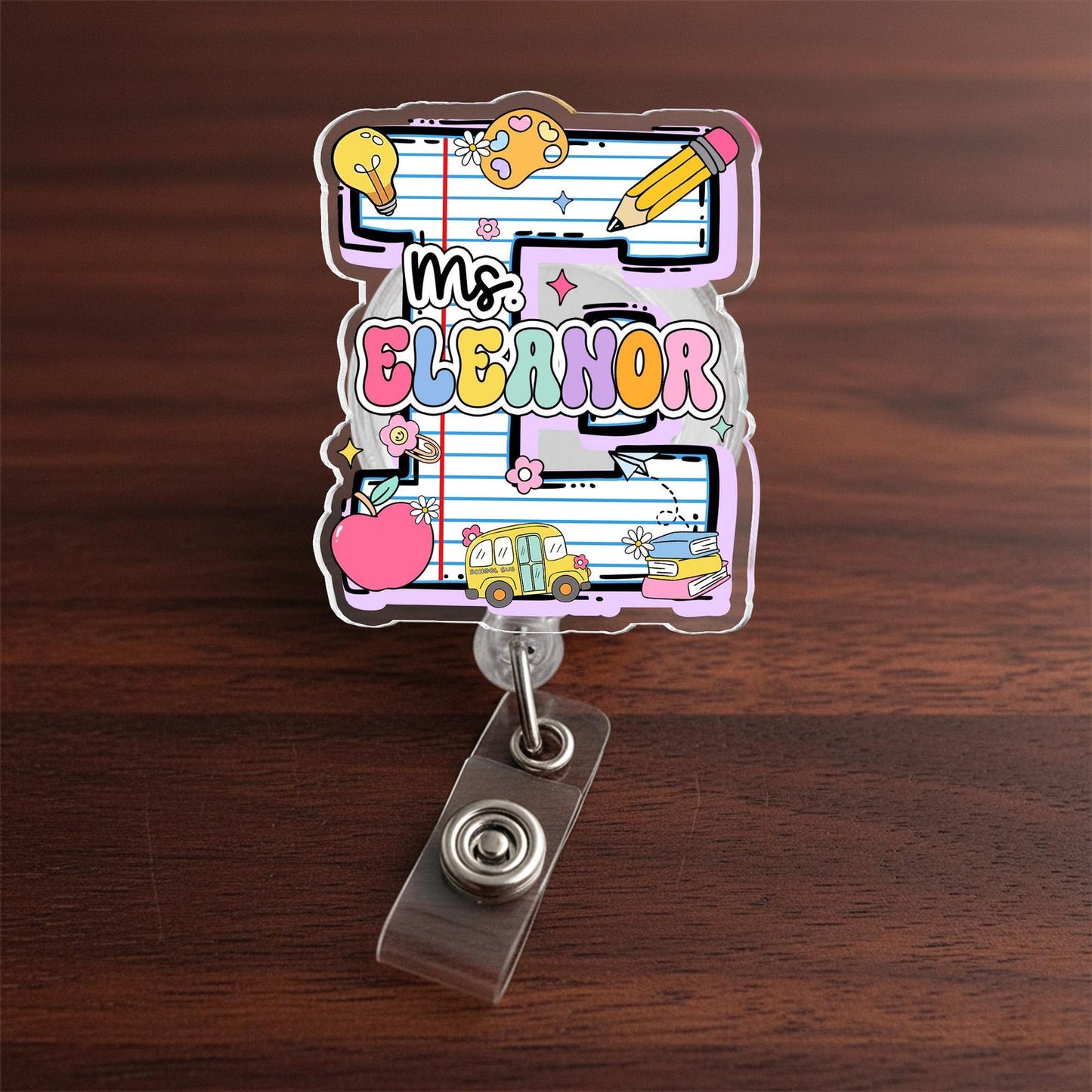 Personalized Teacher Badge Reel: Teacher ID Clip, Teacher Appreciation Gift