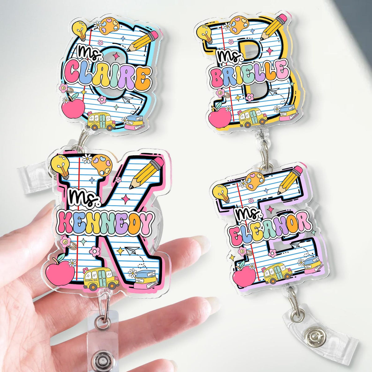 Personalized Teacher Badge Reel: Teacher ID Clip, Teacher Appreciation Gift