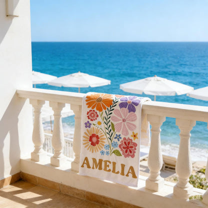 Retro Flower Personalized Beach Towel,Durable Towel for Beach Days