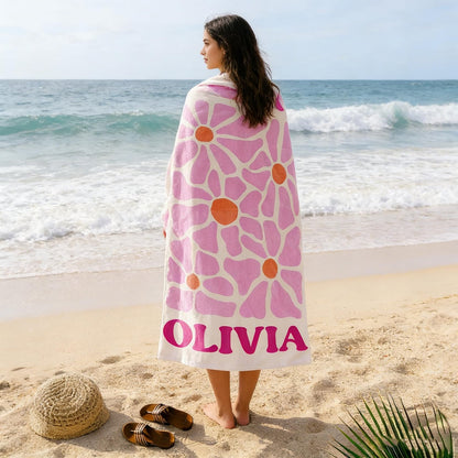 Retro Flower Personalized Beach Towel,Durable Towel for Beach Days
