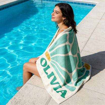 Retro Flower Personalized Beach Towel,Durable Towel for Beach Days