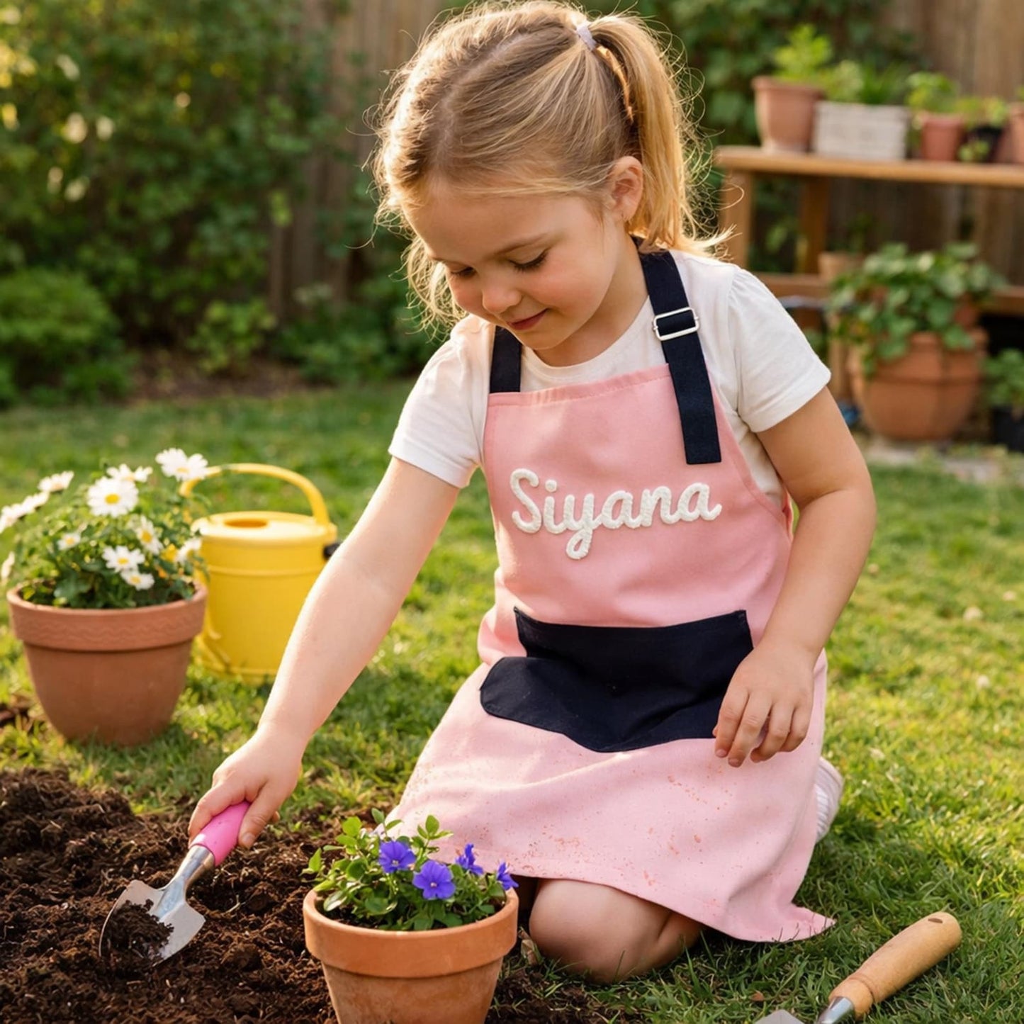 Personalized Kids Apron with Name｜Custom Children Cooking and Painting Apron