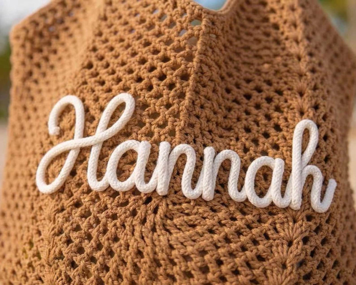 Personalized beach tote bag, Crochet beach bags, Bridesmaid Beach Tote