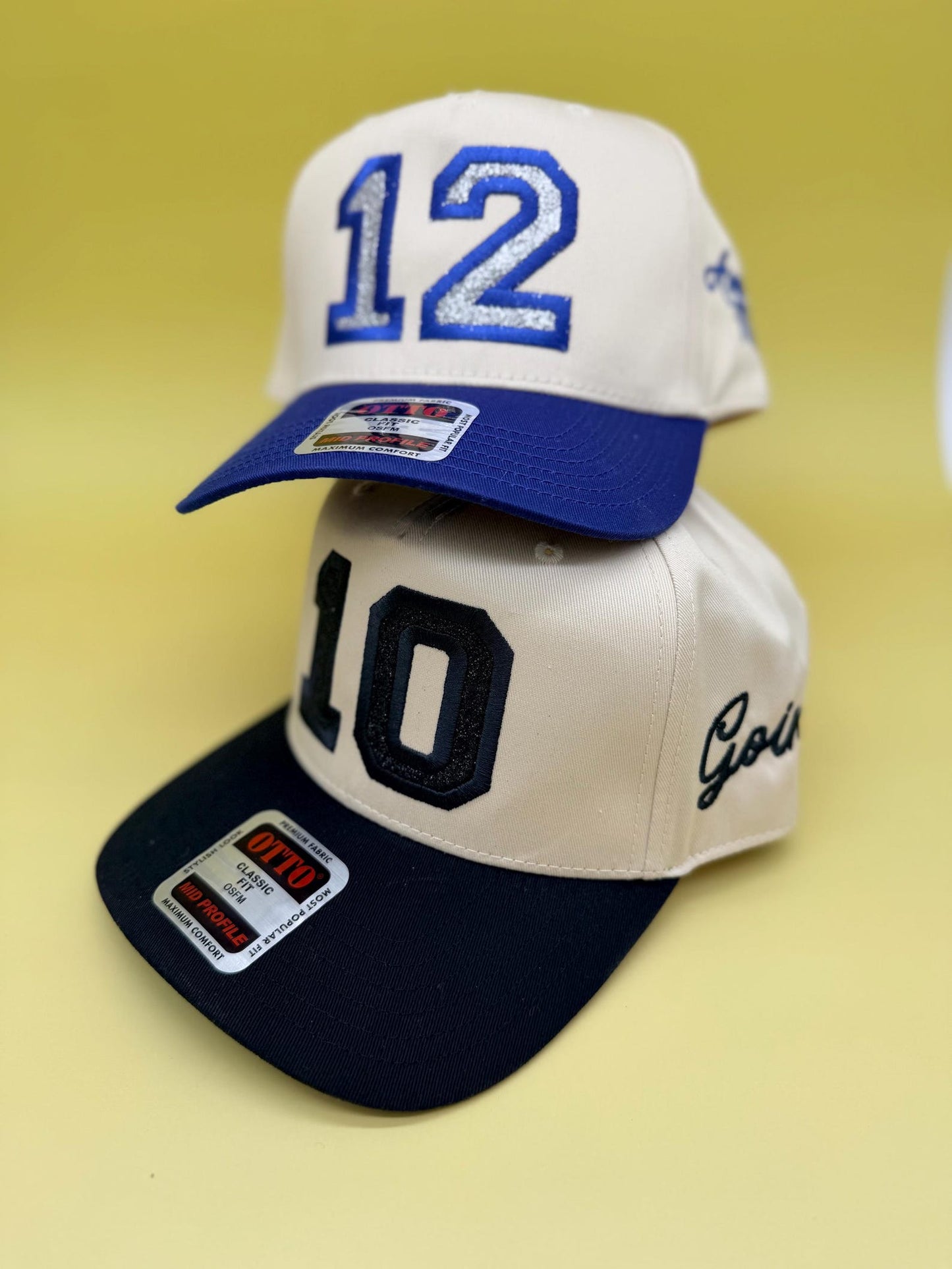 Custom Glitter Sports Number Baseball Cap, Personalized Sport Mom Hat