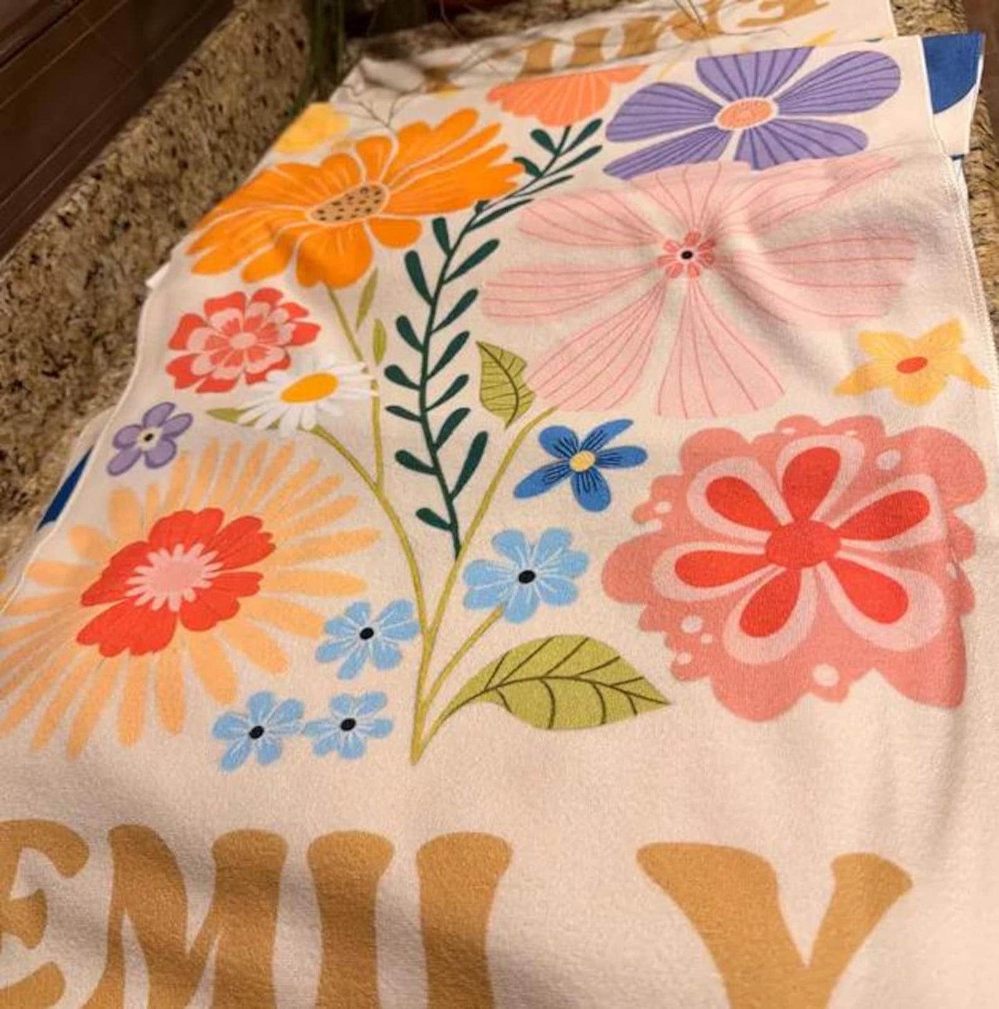 Retro Flower Personalized Beach Towel,Durable Towel for Beach Days