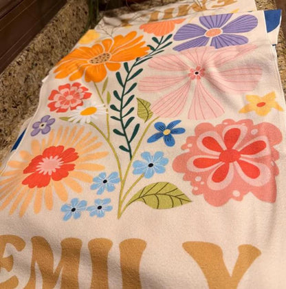 Retro Flower Personalized Beach Towel,Durable Towel for Beach Days