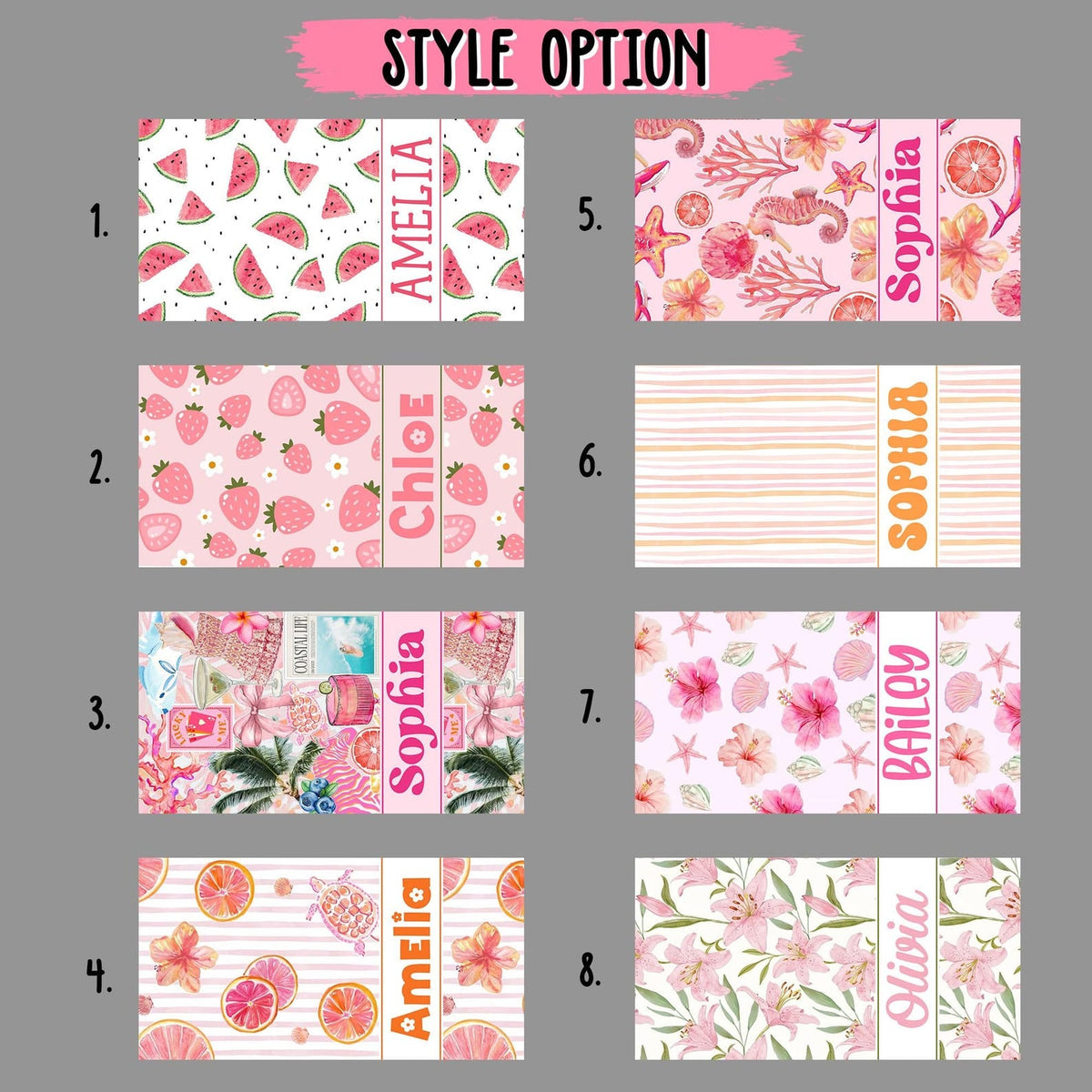 Personalized Pink Summer Seamless Pattern Beach Towel, Custom Name Girly Tropical Towels