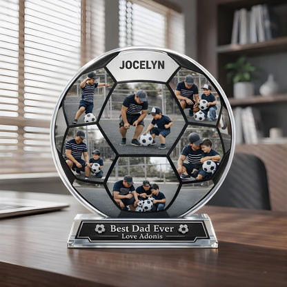 Personalized Soccer Ball Acrylic Plaque Custom Photo Gift For Dad From Son