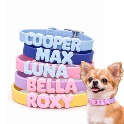 Customizable Silicone Dog Collar with Name | Pastel Puppy Pet Collar